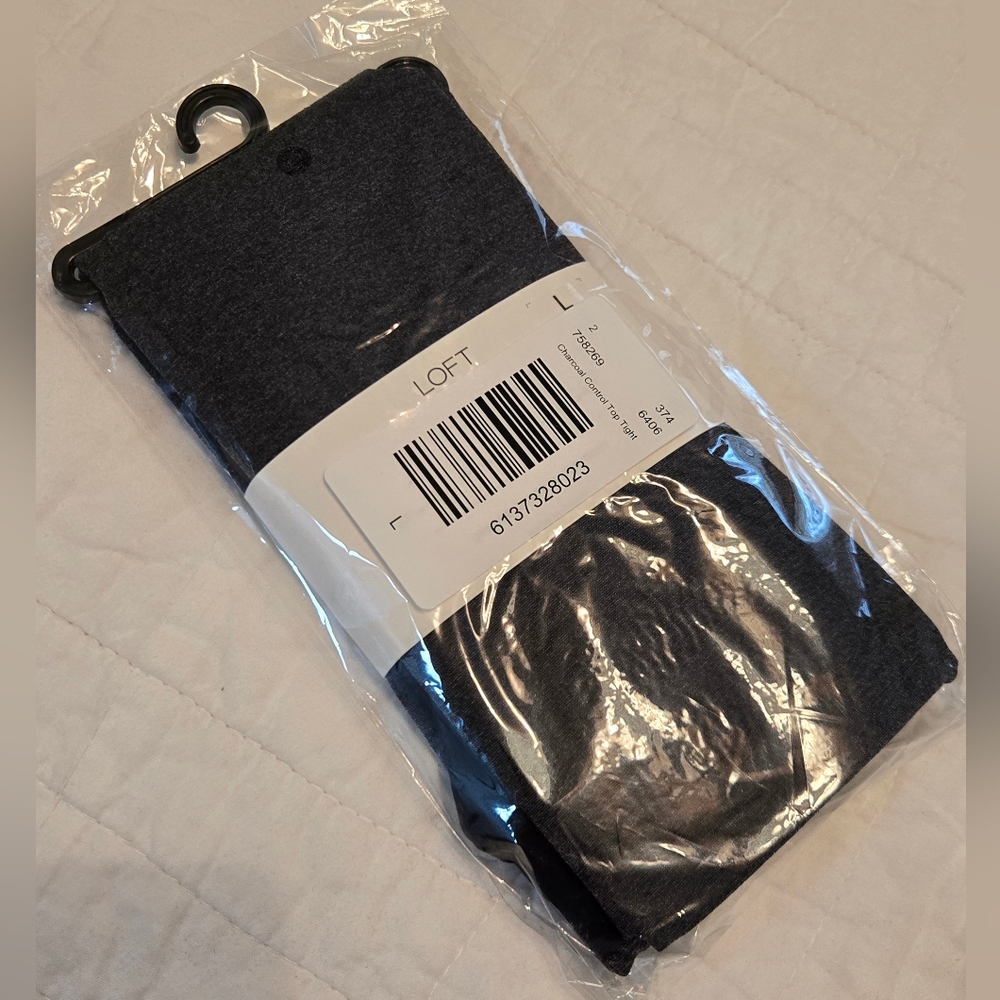 LOFT Dark Gray/ Charcoal Control Top Tights  Size Large NWT